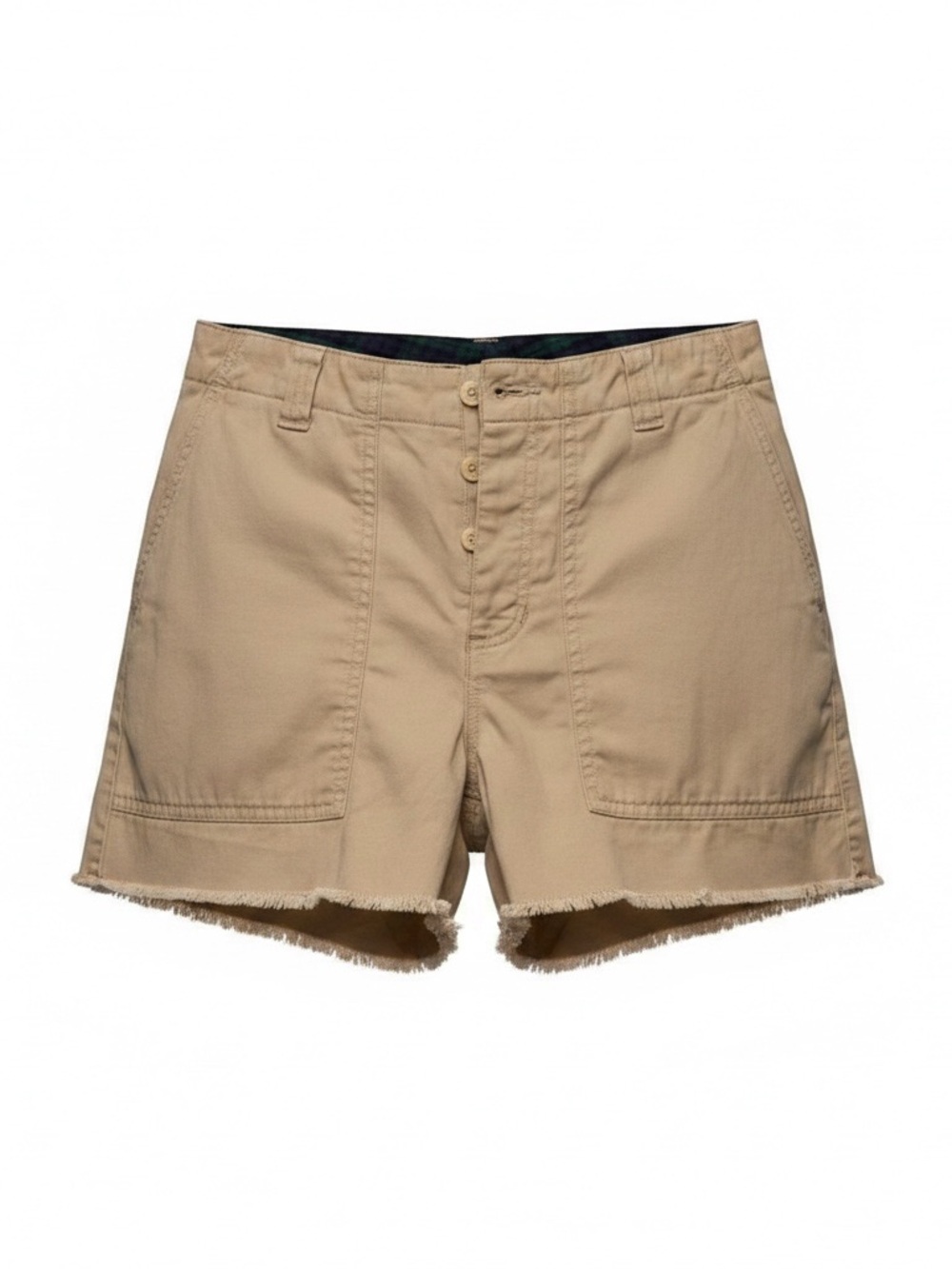 Vintage Ralph Lauren Khaki Frayed-Hem Button Front Jean Shorts